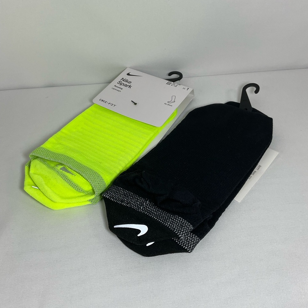 Nike 2 pairs of Unisex Spark No-Show Socks - Black & Neon Yellow